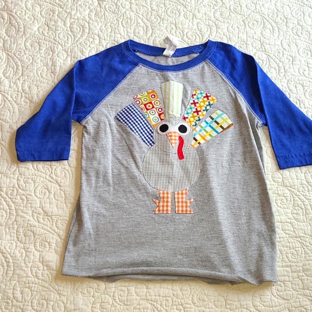 BOYS Botique applique turkey baseball top